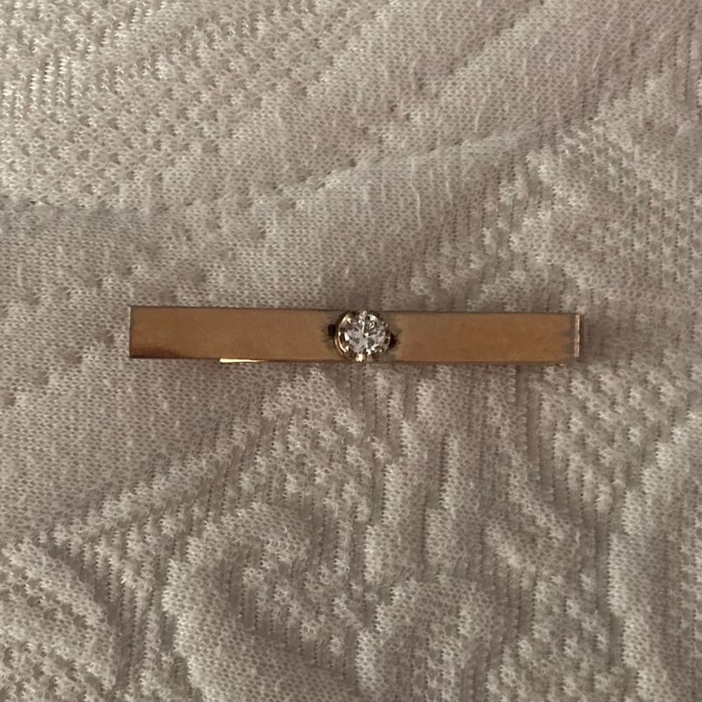 Vintage Gold Plated Hair Accessory/Tie Tack with CZ/crystal